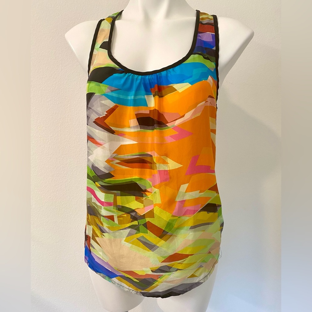 Trina Turk Colorful Silk Racerback Tank